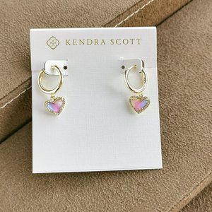 Ari Heart Huggie Earrings Gold Watercolor